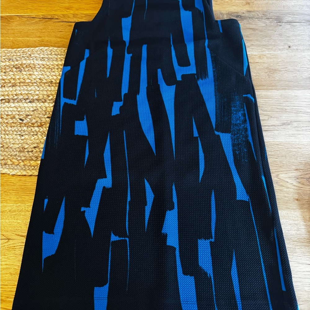 London Times Black and Blue A-Line Midi Skirt for Cocktail
